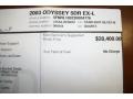 2003 Honda Odyssey EX-L Window Sticker