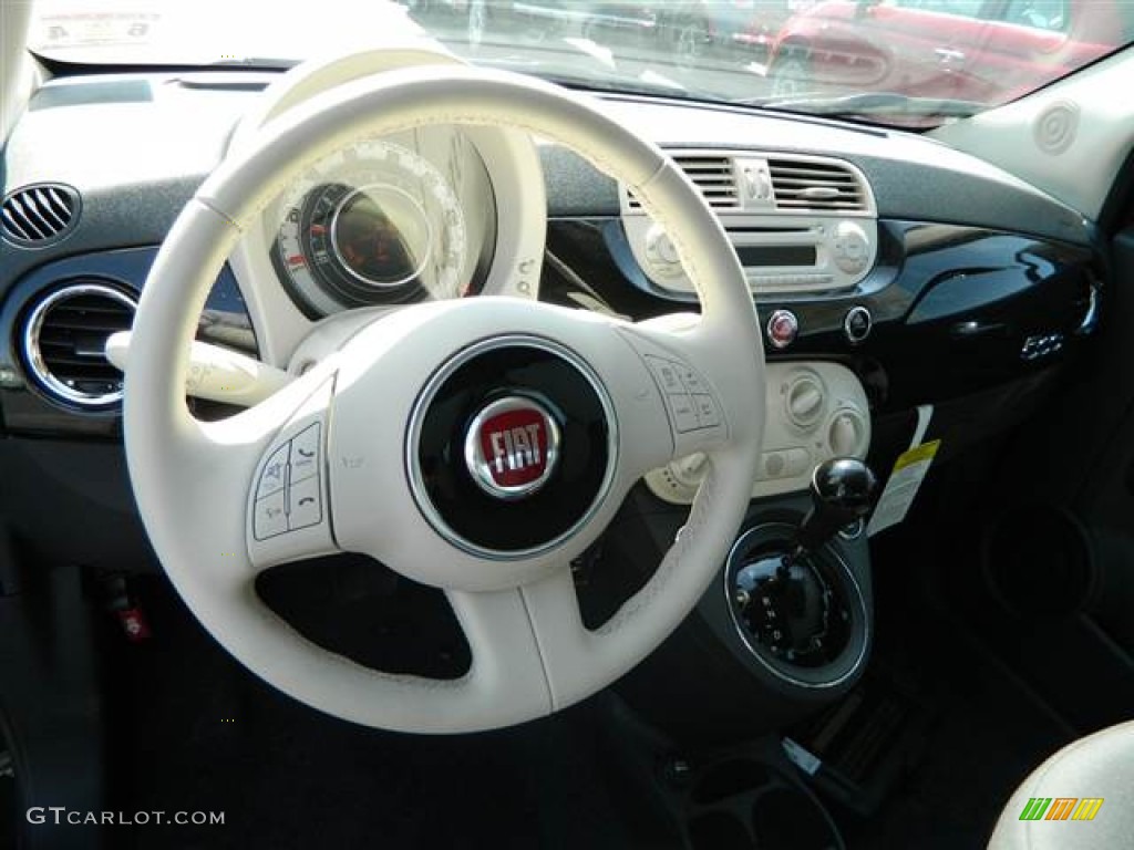 2012 Fiat 500 Pop Tessuto Grigio/Avorio (Grey/Ivory) Steering Wheel Photo #71701864