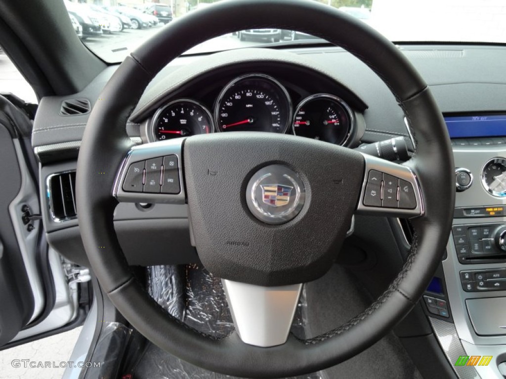 2013 Cadillac CTS 4 AWD Coupe Ebony Steering Wheel Photo #71703727