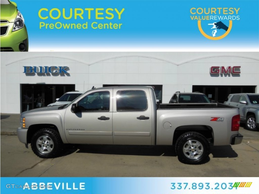 2008 Silverado 1500 LT Crew Cab 4x4 - Silver Birch Metallic / Light Titanium/Ebony Accents photo #1