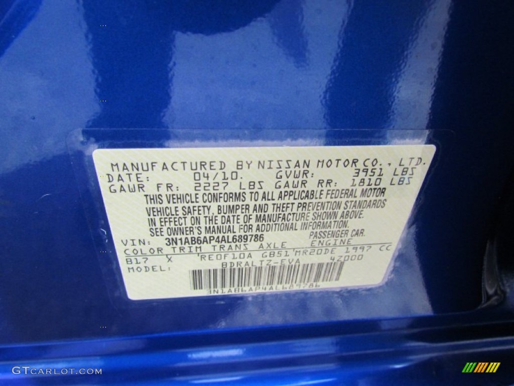 2010 Sentra Color Code B17 for Blue Metallic Photo #71716717