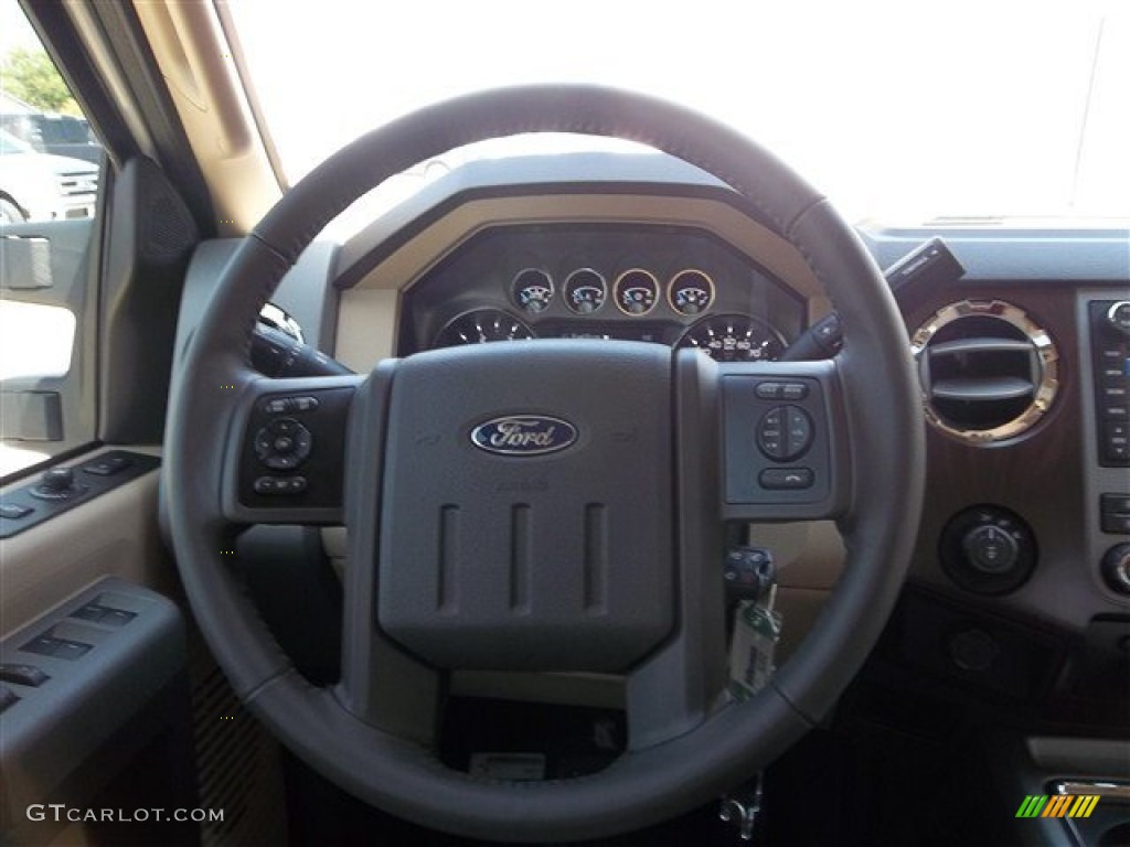 2012 F350 Super Duty Lariat Crew Cab 4x4 - Oxford White / Adobe photo #49