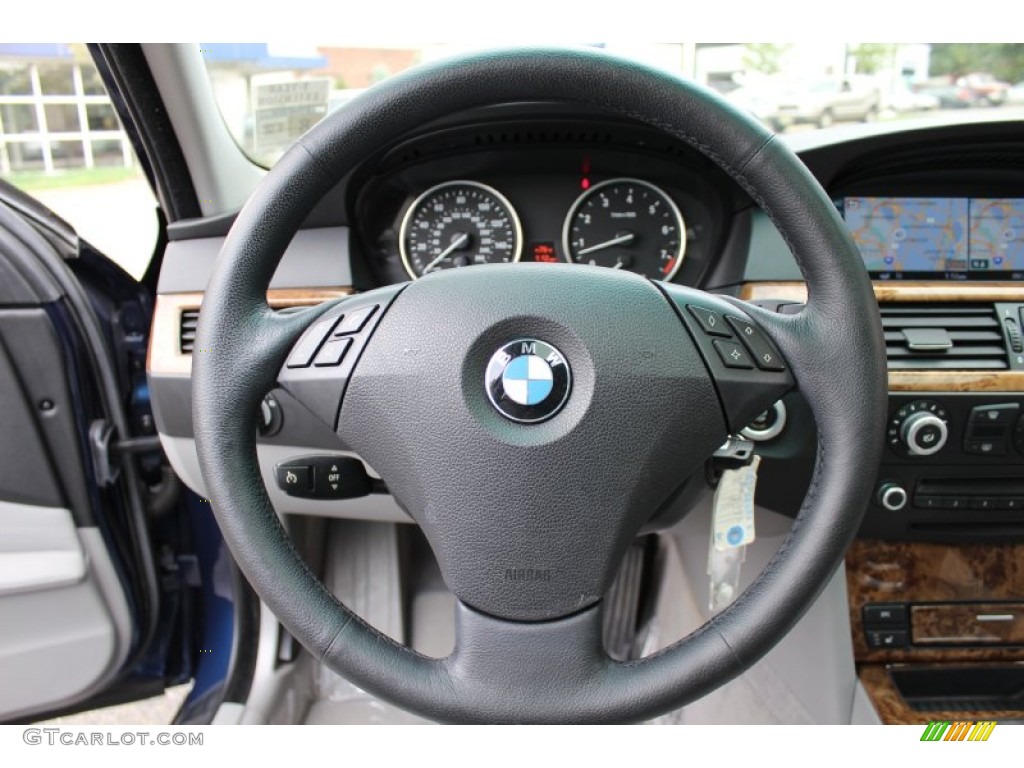 2008 BMW 5 Series 535i Sedan Grey Steering Wheel Photo #71718361