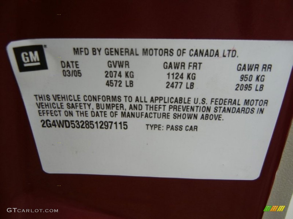 2005 Buick LaCrosse CXL Info Tag Photos
