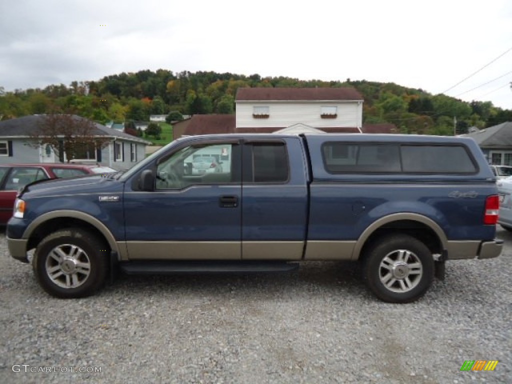 2005 F150 Lariat SuperCab 4x4 - Medium Wedgewood Blue Metallic / Tan photo #2