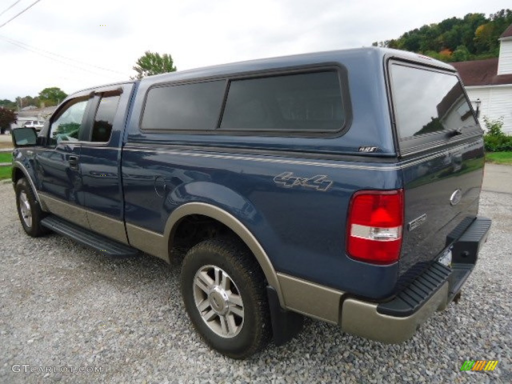 2005 F150 Lariat SuperCab 4x4 - Medium Wedgewood Blue Metallic / Tan photo #3