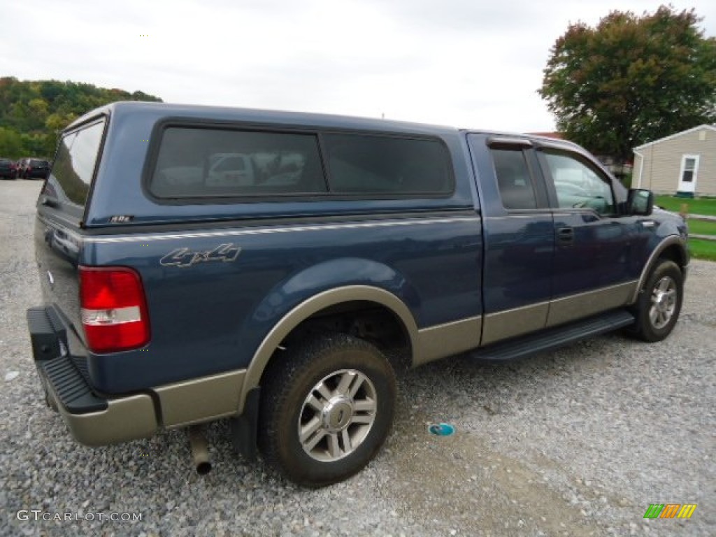 2005 F150 Lariat SuperCab 4x4 - Medium Wedgewood Blue Metallic / Tan photo #5