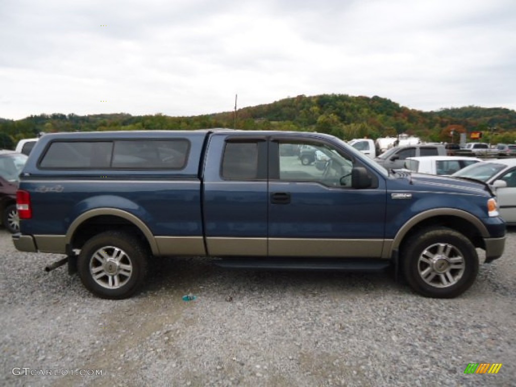 2005 F150 Lariat SuperCab 4x4 - Medium Wedgewood Blue Metallic / Tan photo #6