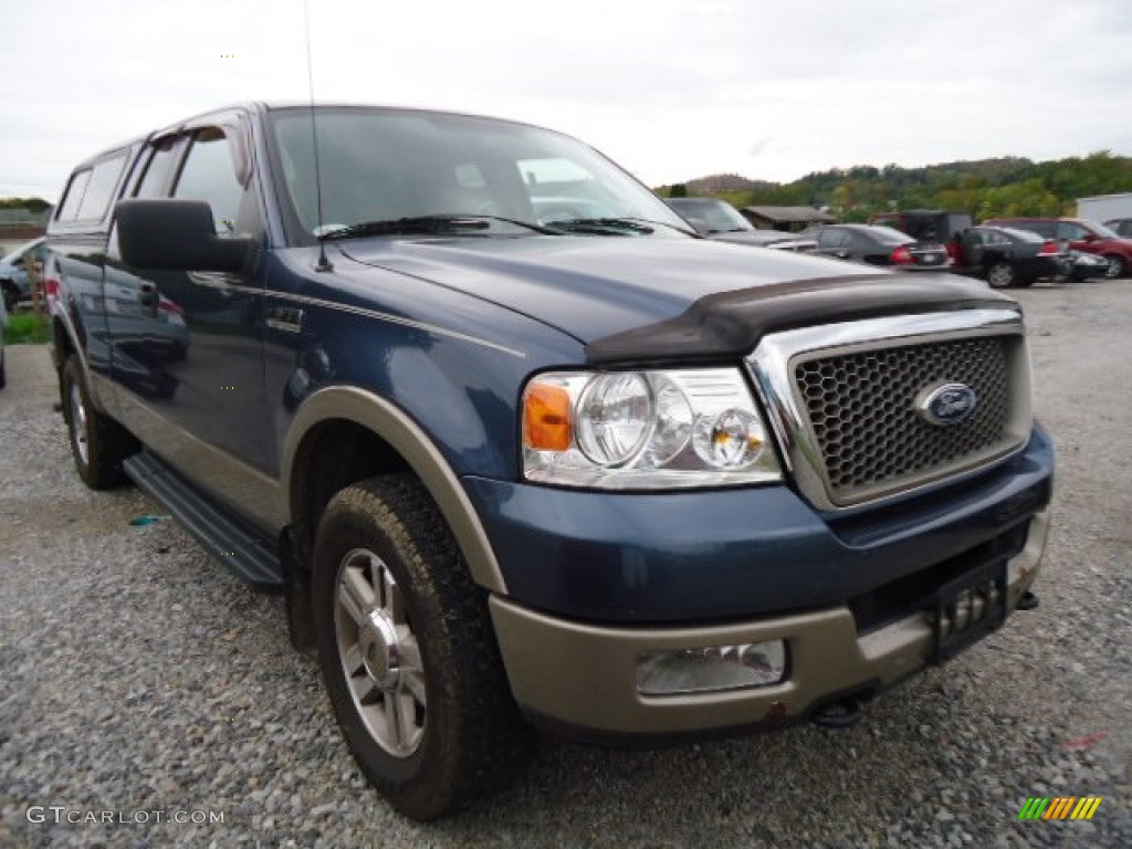 2005 F150 Lariat SuperCab 4x4 - Medium Wedgewood Blue Metallic / Tan photo #7