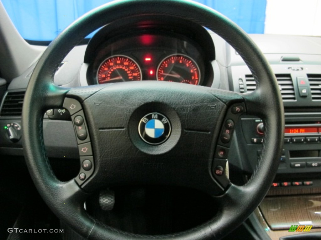 2005 BMW X3 3.0i Black Steering Wheel Photo #71731136