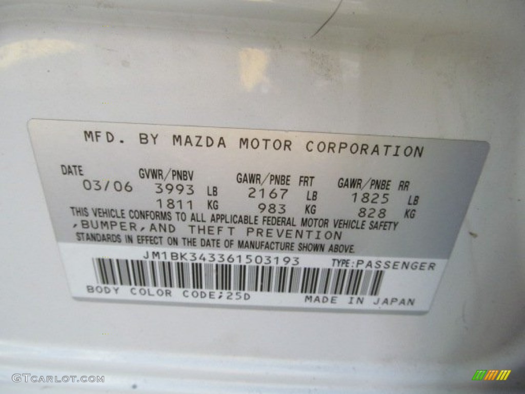 2006 MAZDA3 s Hatchback - Whitewater Pearl Mica / Black photo #24
