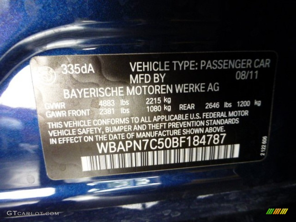 2011 3 Series 335d Sedan - Deep Sea Blue Metallic / Oyster/Black Dakota Leather photo #19