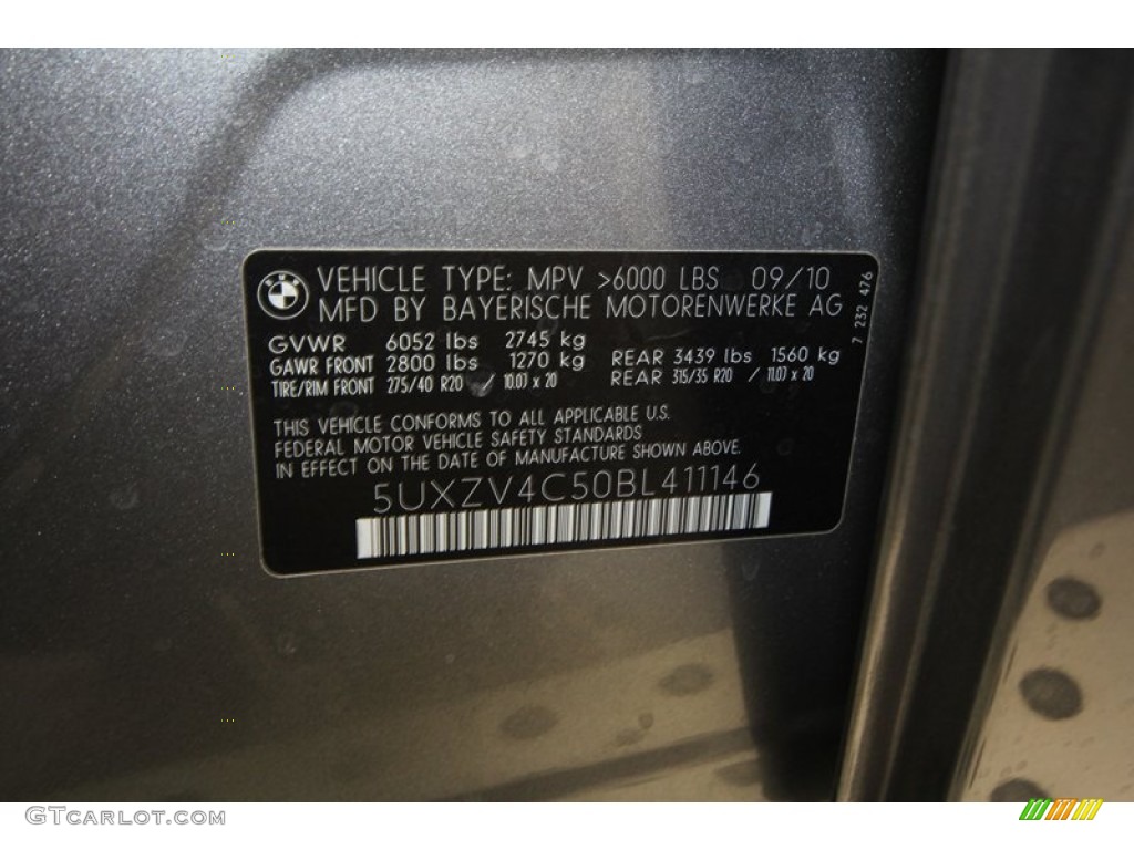2011 BMW X5 xDrive 35i Info Tag Photo #71743088