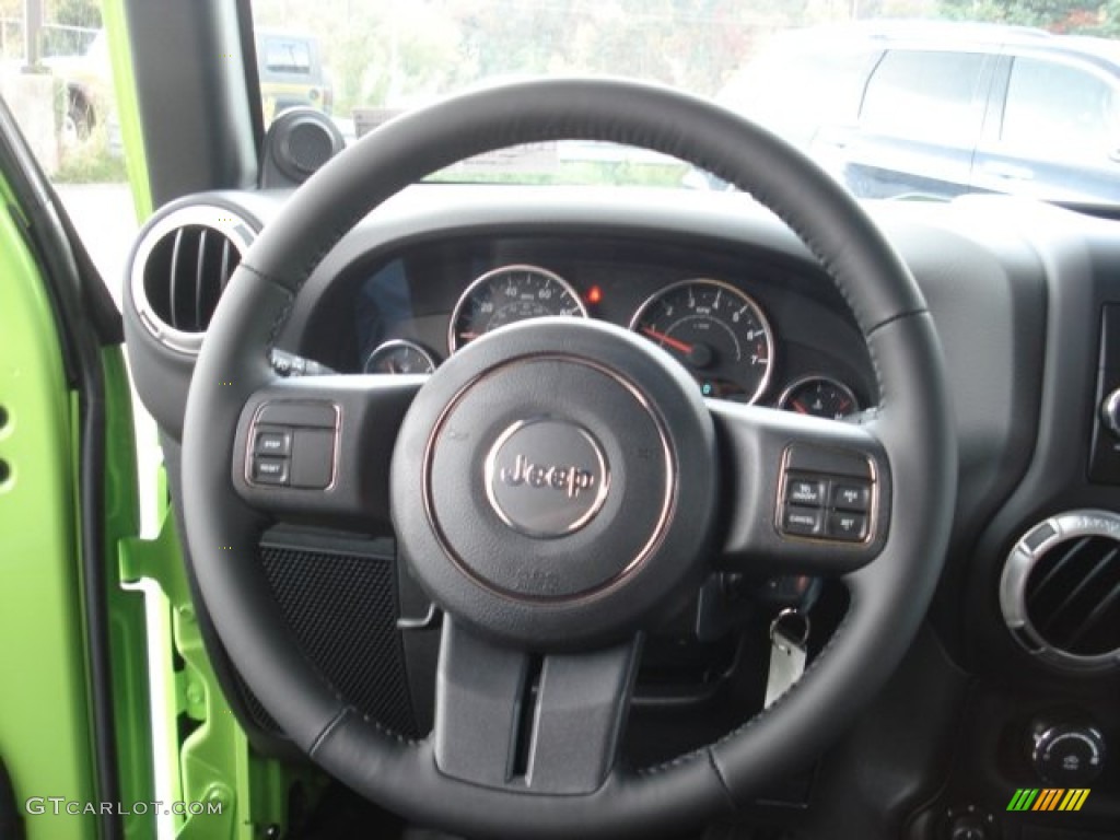 2013 Jeep Wrangler Rubicon 4x4 Black Steering Wheel Photo #71745891