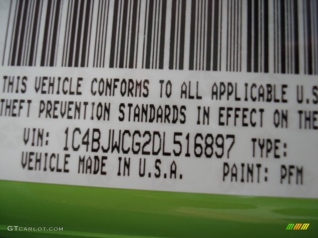 2013 Wrangler Color Code PFM for Gecko Green Photo #71745912