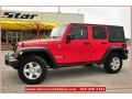 2011 Flame Red Jeep Wrangler Unlimited Rubicon 4x4  photo #1