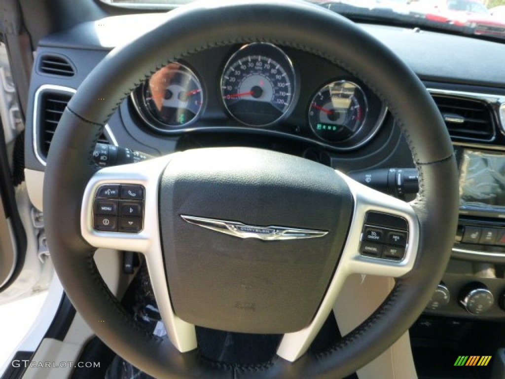 2013 Chrysler 200 Limited Hard Top Convertible Black/Light Frost Beige Steering Wheel Photo #71752662