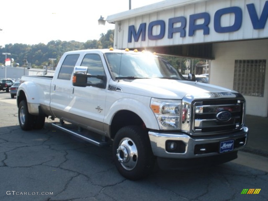 2012 F350 Super Duty Lariat Crew Cab 4x4 Dually - Oxford White / Adobe photo #2