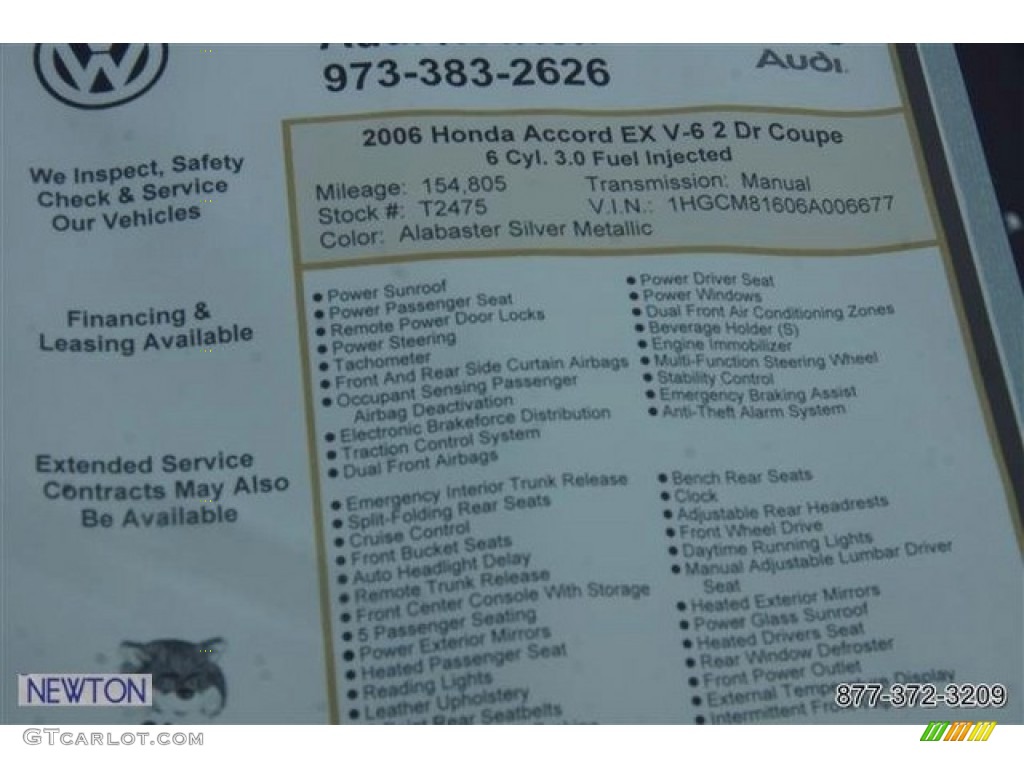 2006 Accord EX-L V6 Coupe - Alabaster Silver Metallic / Black photo #46