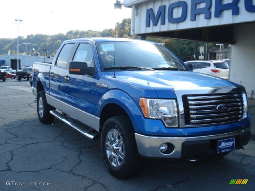 2012 F150 XLT SuperCrew 4x4 - Blue Flame Metallic / Steel Gray photo #2