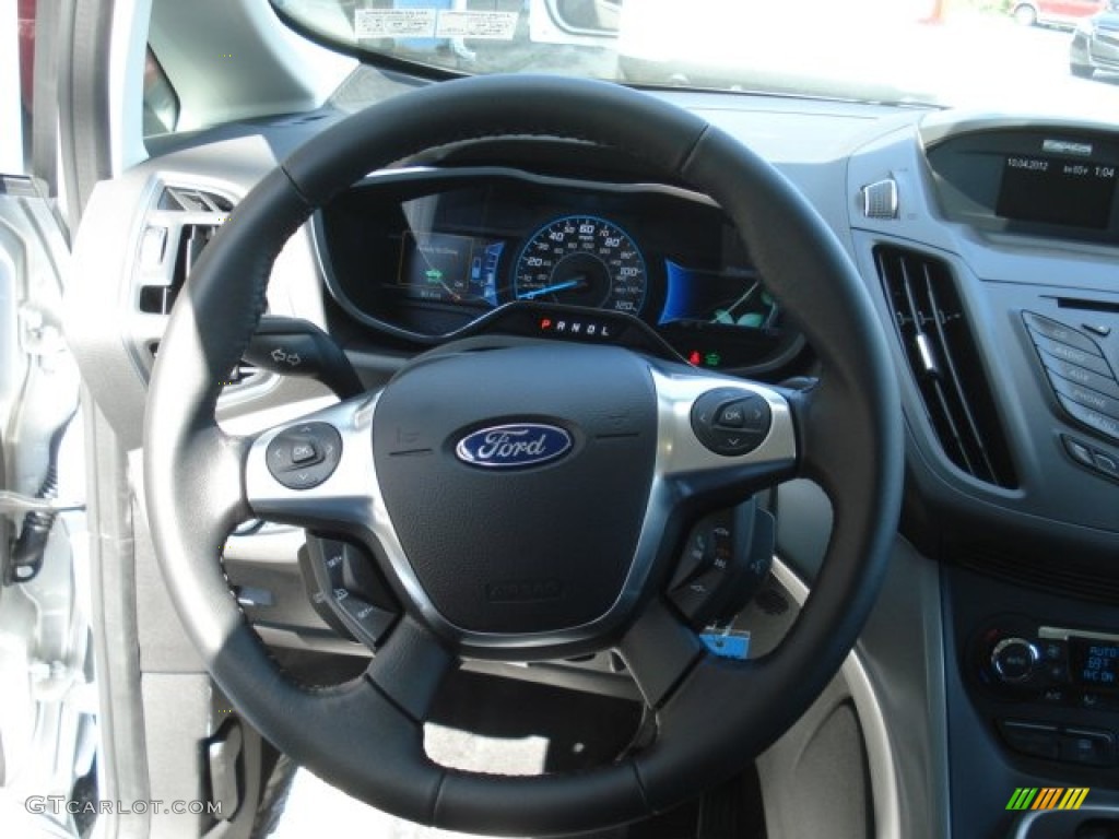 2013 Ford C-Max Hybrid SE Charcoal Black Steering Wheel Photo #71758944