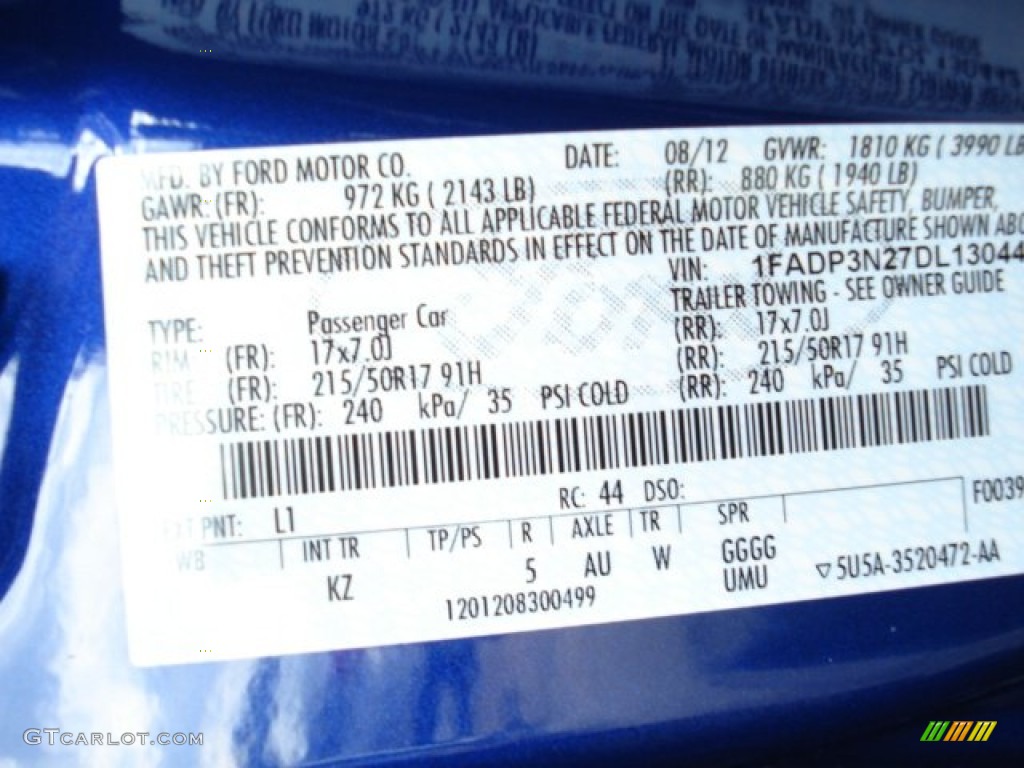 2013 Focus Color Code L1 for Performance Blue Photo #71759136