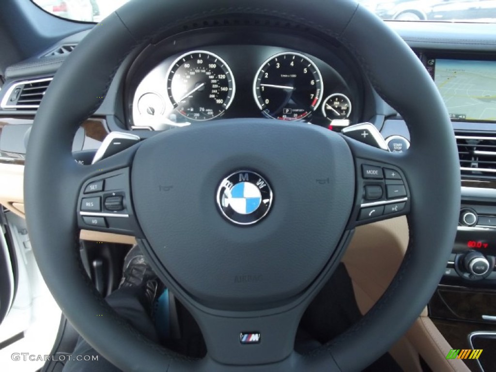 2013 BMW 7 Series 740Li Sedan Saddle/Black Steering Wheel Photo #71760885
