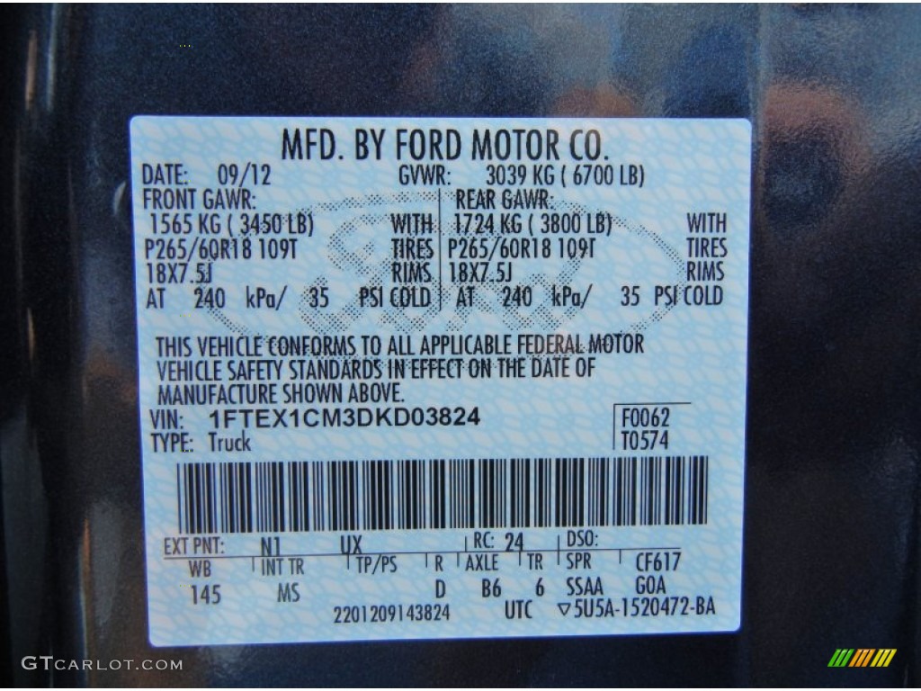 2013 F150 Color Code N1 for Blue Jeans Metallic Photo #71766834
