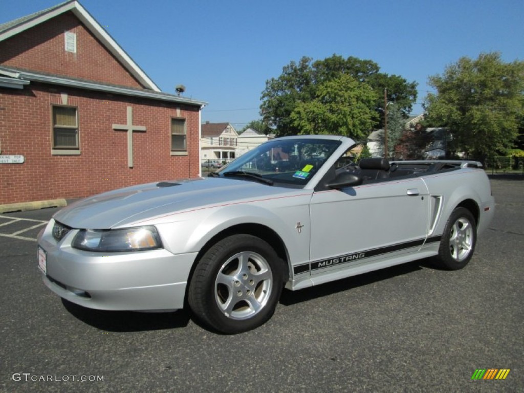 2002 Mustang V6 Convertible - Satin Silver Metallic / Dark Charcoal photo #3