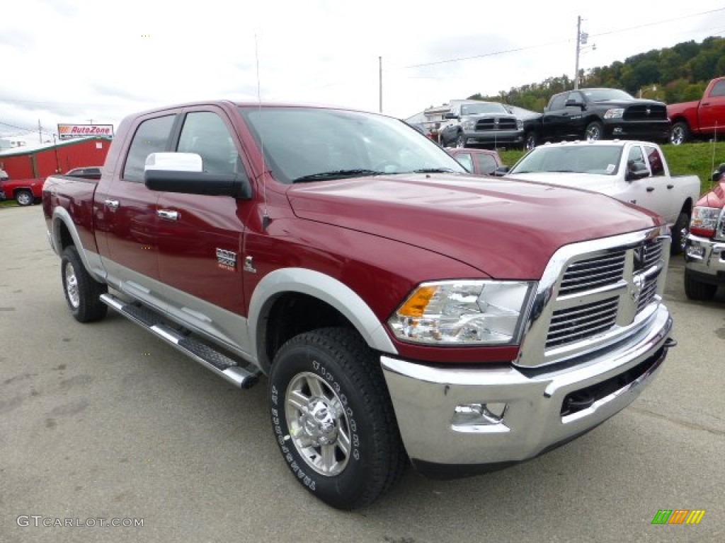 Deep Cherry Red Crystal Pearl 2012 Dodge Ram 3500 HD Laramie Mega Cab 4x4 Exterior Photo #71784087