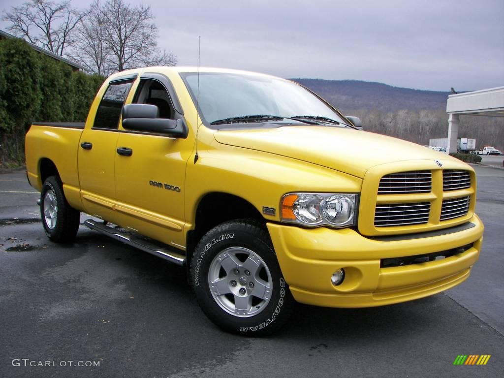 2005 Ram 1500 SLT Quad Cab 4x4 - Solar Yellow / Dark Slate Gray photo #3