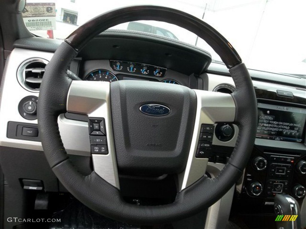 2013 Ford F150 Platinum SuperCrew 4x4 Platinum Unique Pecan Leather Steering Wheel Photo #71785320
