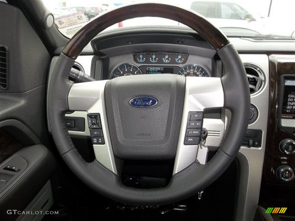 2013 Ford F150 Platinum SuperCrew 4x4 Platinum Unique Pecan Leather Steering Wheel Photo #71785524