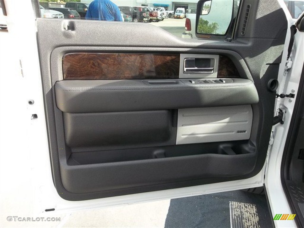 2013 Ford F150 Platinum SuperCrew 4x4 Platinum Unique Black Leather Door Panel Photo #71785910