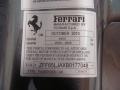 2011 Ferrari California Standard California Model Info Tag