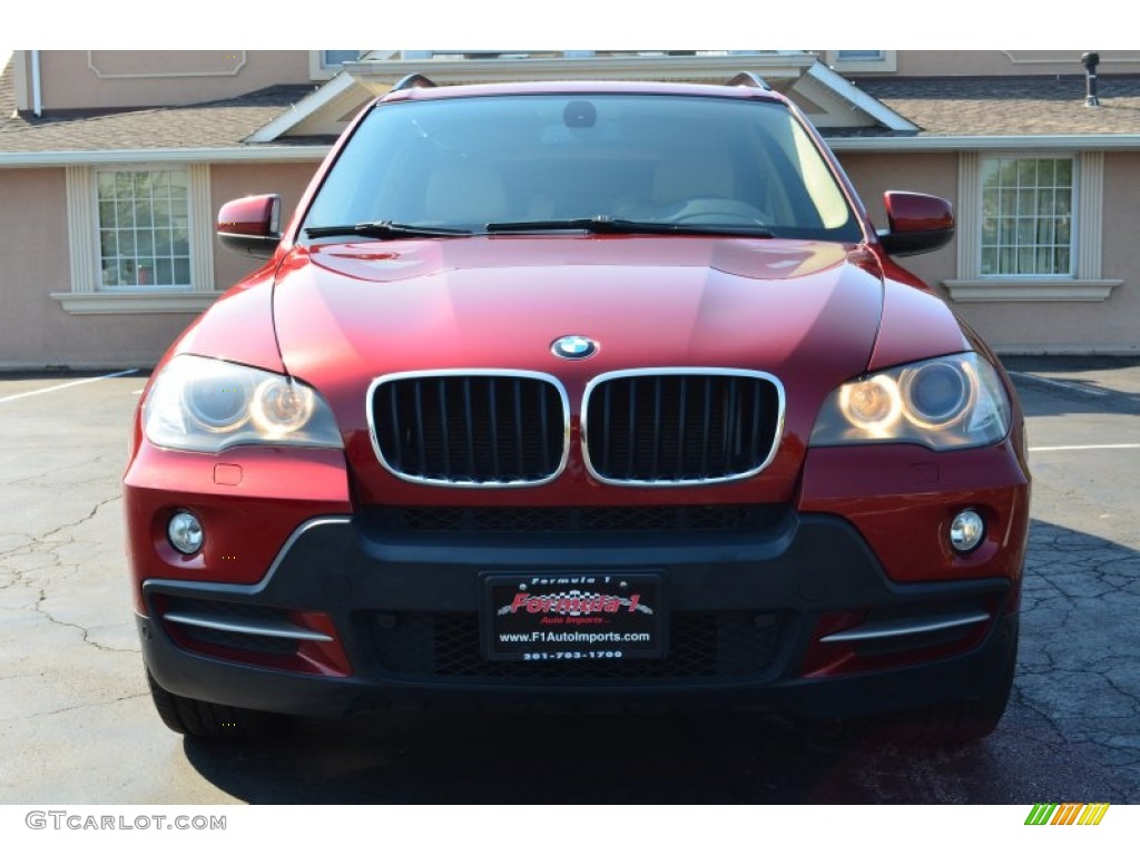 2009 X5 xDrive30i - Vermillion Red Metallic / Sand Beige Nevada Leather photo #2