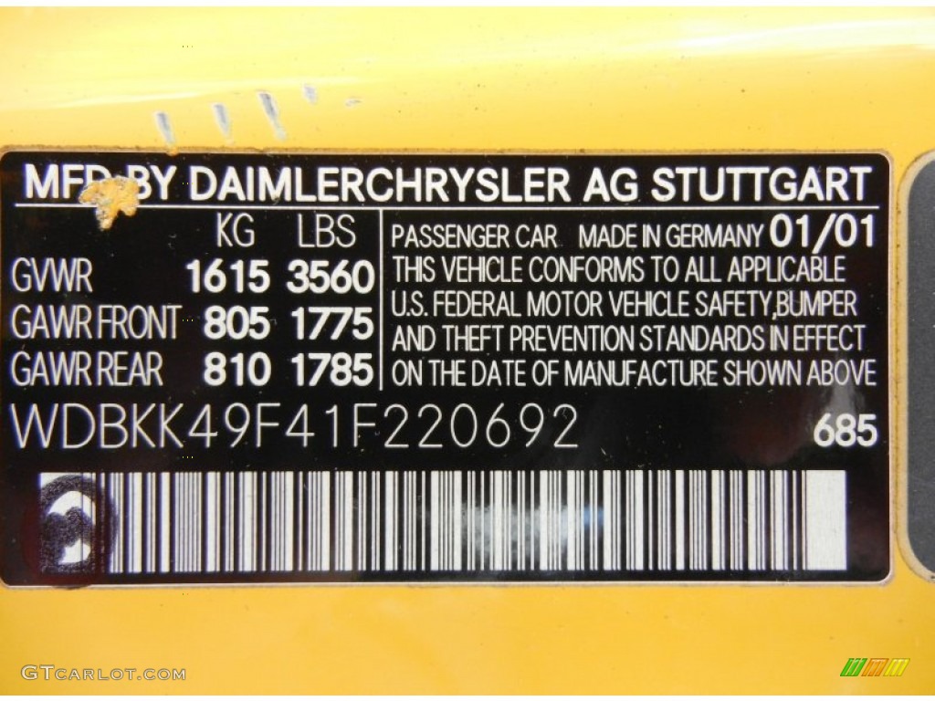2001 SLK 230 Kompressor Roadster - Sunburst Yellow / Charcoal Black photo #29