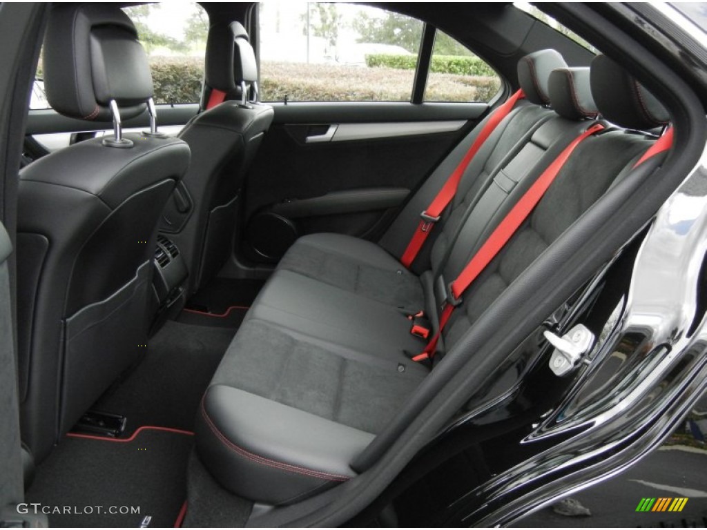 Black/Red Stitch w/DINAMICA Inserts Interior 2013 Mercedes-Benz C 250 Sport Photo #71798073