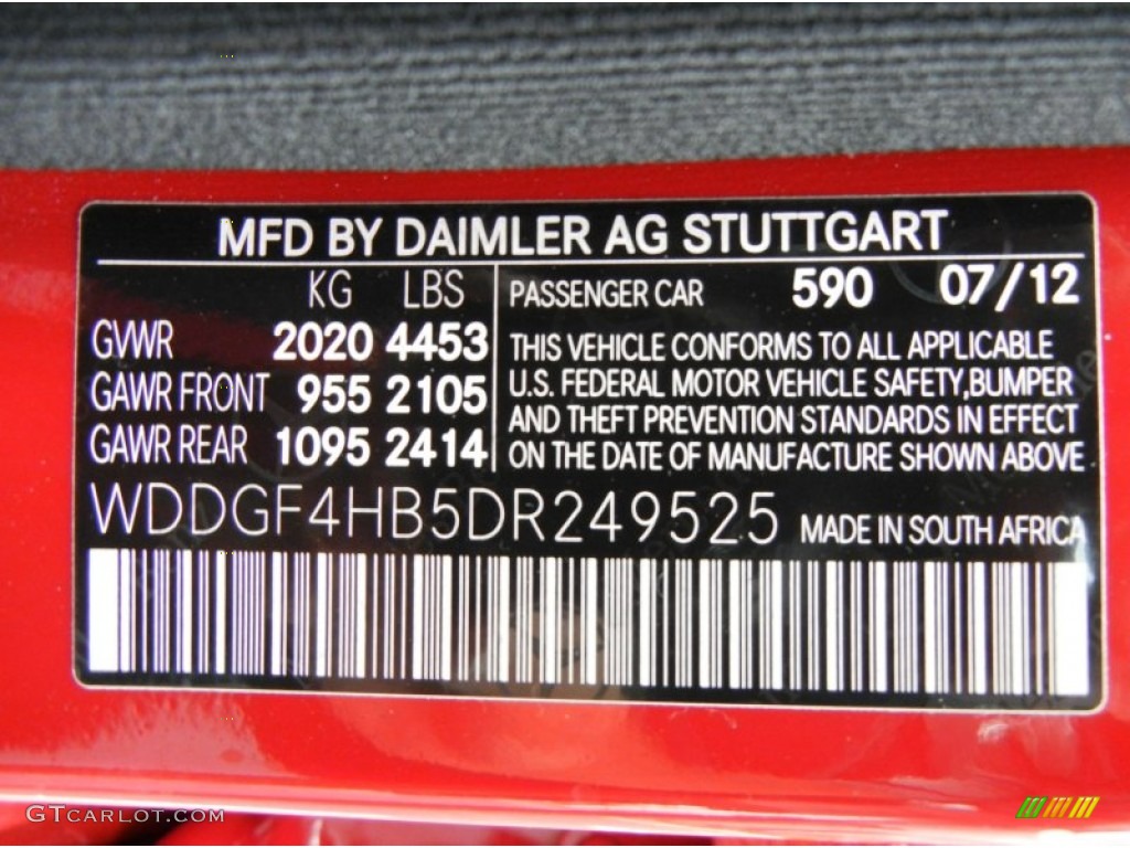 2013 C Color Code 590 for Mars Red Photo #71798262