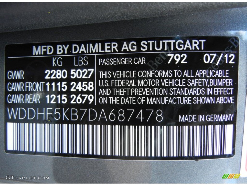 2013 E Color Code 792 for Palladium Silver Metallic Photo #71798514
