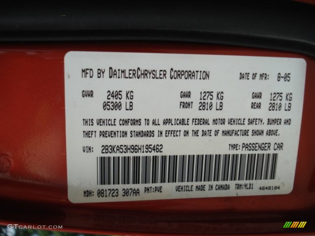 2006 Dodge Charger R/T Daytona Color Code Photos