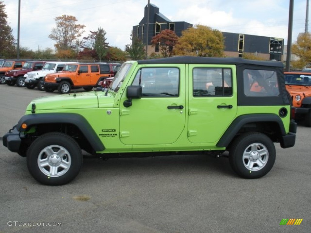 Gecko Green Pearl 2013 Jeep Wrangler Unlimited Sport 4x4 Exterior Photo #71810394