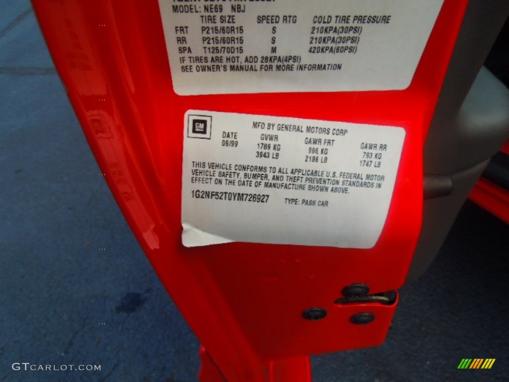 2000 Grand Am SE Sedan - Bright Red / Dark Taupe photo #7