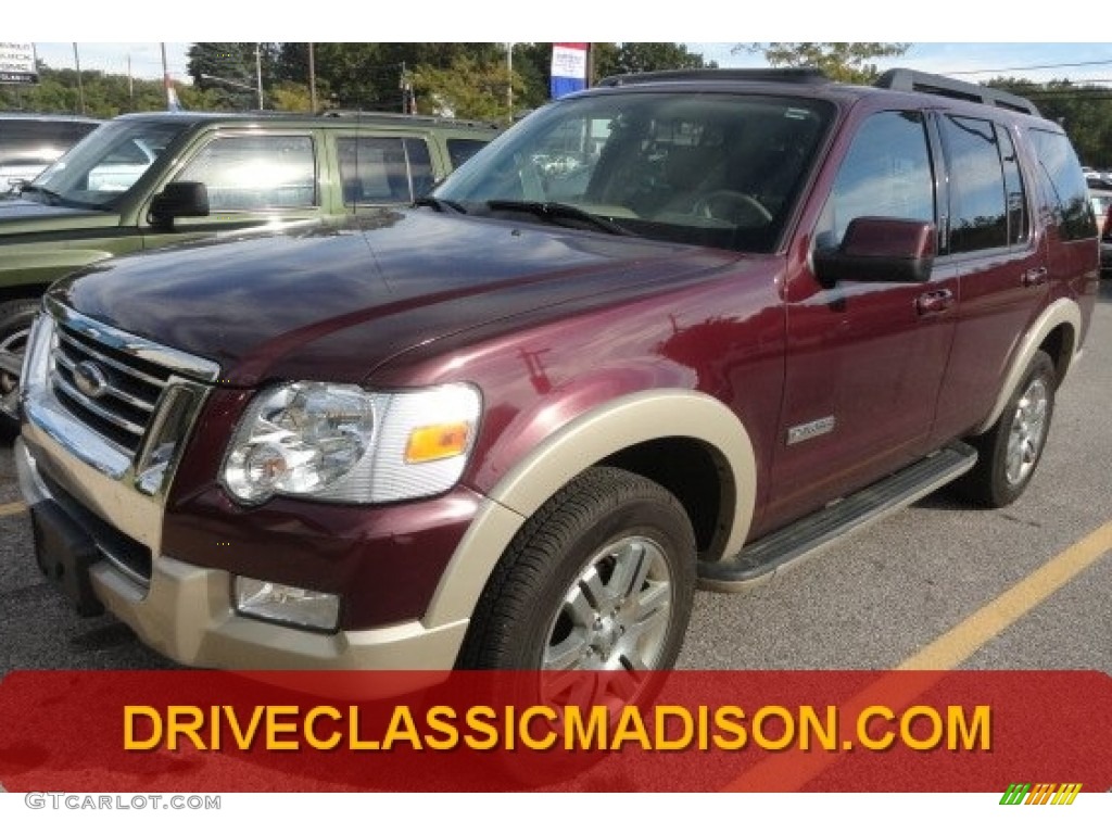 2008 Explorer Eddie Bauer - Dark Cherry Metallic / Camel photo #1