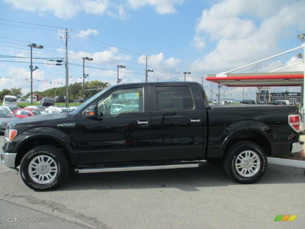 2011 F150 Lariat SuperCrew 4x4 - Ebony Black / Pale Adobe photo #2