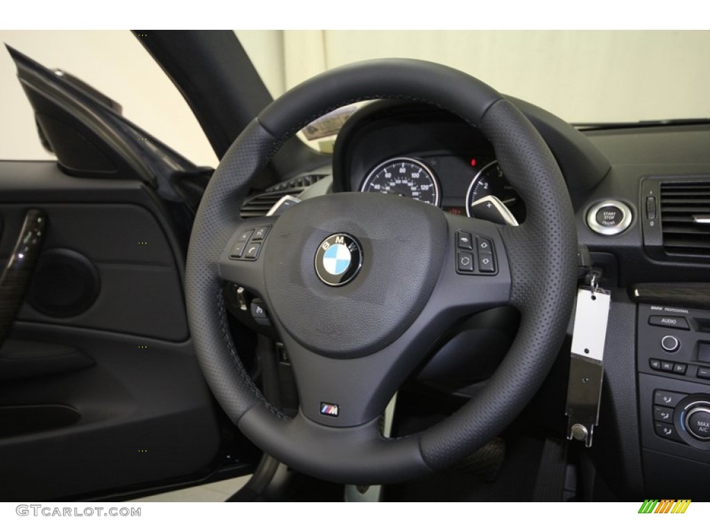 2013 BMW 1 Series 128i Coupe Black Steering Wheel Photo #71817156