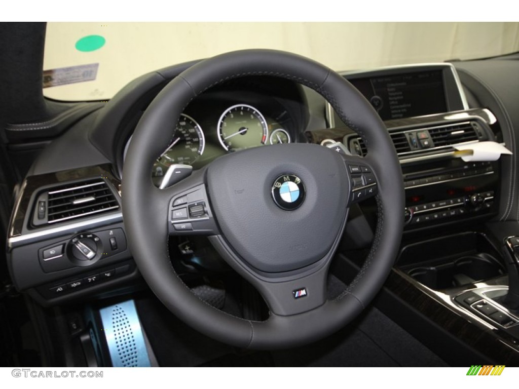 2013 BMW 6 Series 650i Coupe Black Steering Wheel Photo #71828270