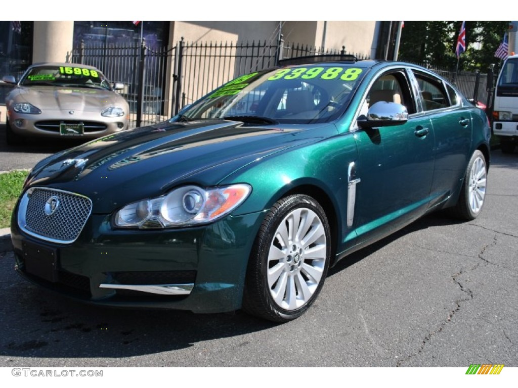 2009 XF Luxury - Emerald Fire Metallic / Champagne/Truffle photo #1