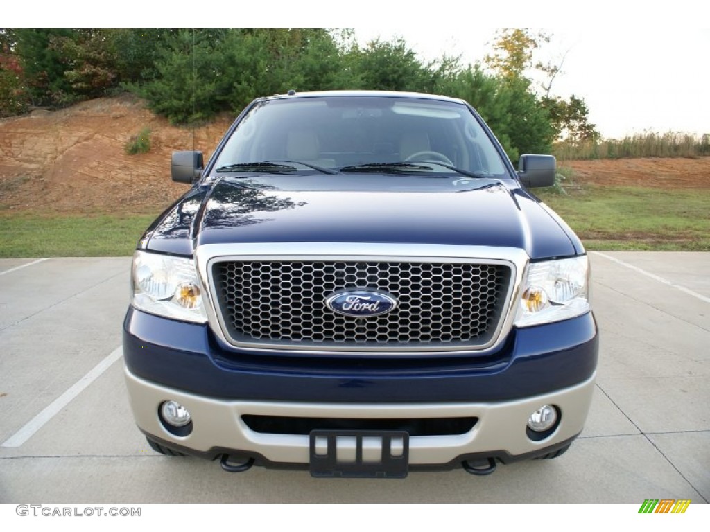 2008 F150 Lariat SuperCrew 4x4 - Dark Blue Pearl Metallic / Tan photo #4