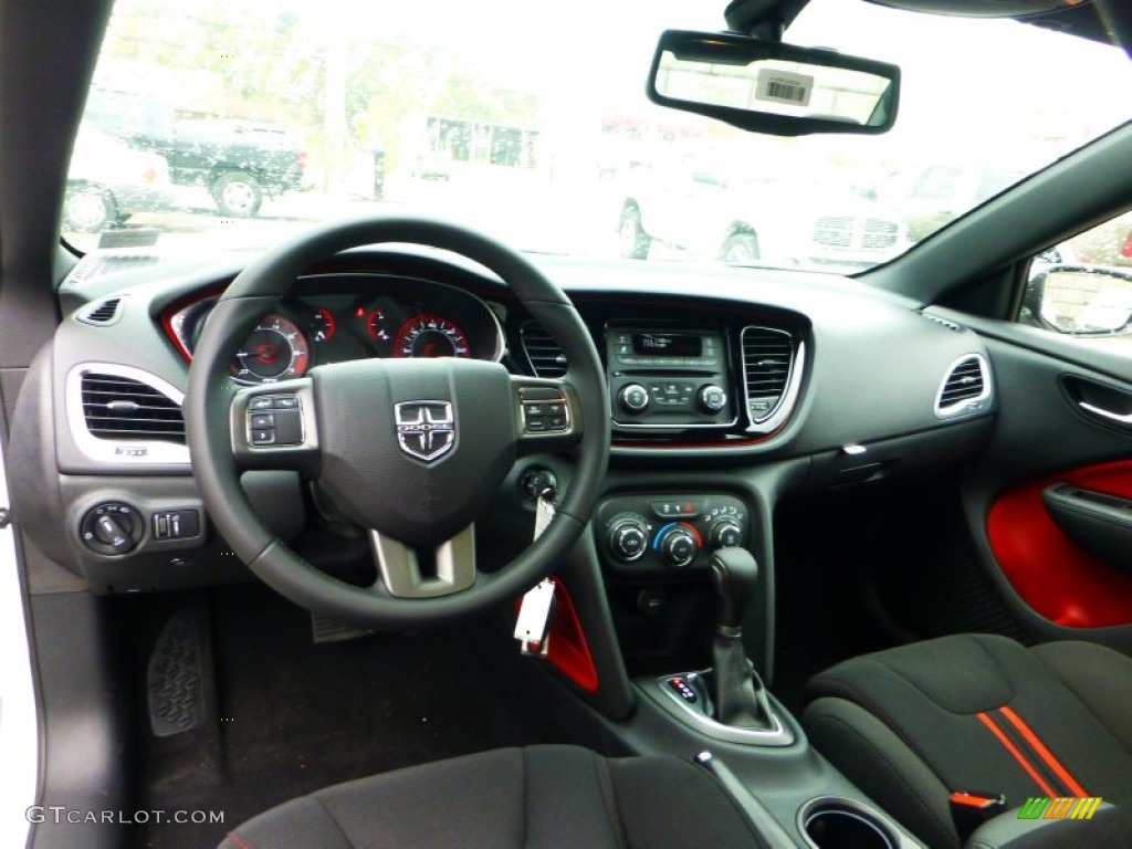 Black/Ruby Red Interior 2013 Dodge Dart Rallye Photo #71835668